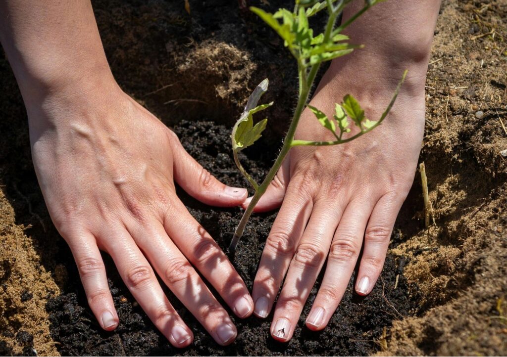 Hands Planting a Plant